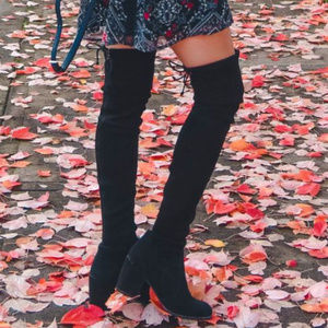 Stuart Weitzman Tieland OTK Boots Black Suede 8